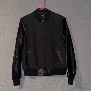 7 For All Mankind Black Bomber Jacket